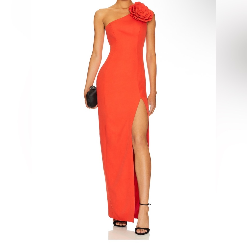 Lovers + Friends Red One Shoulder Long Dress